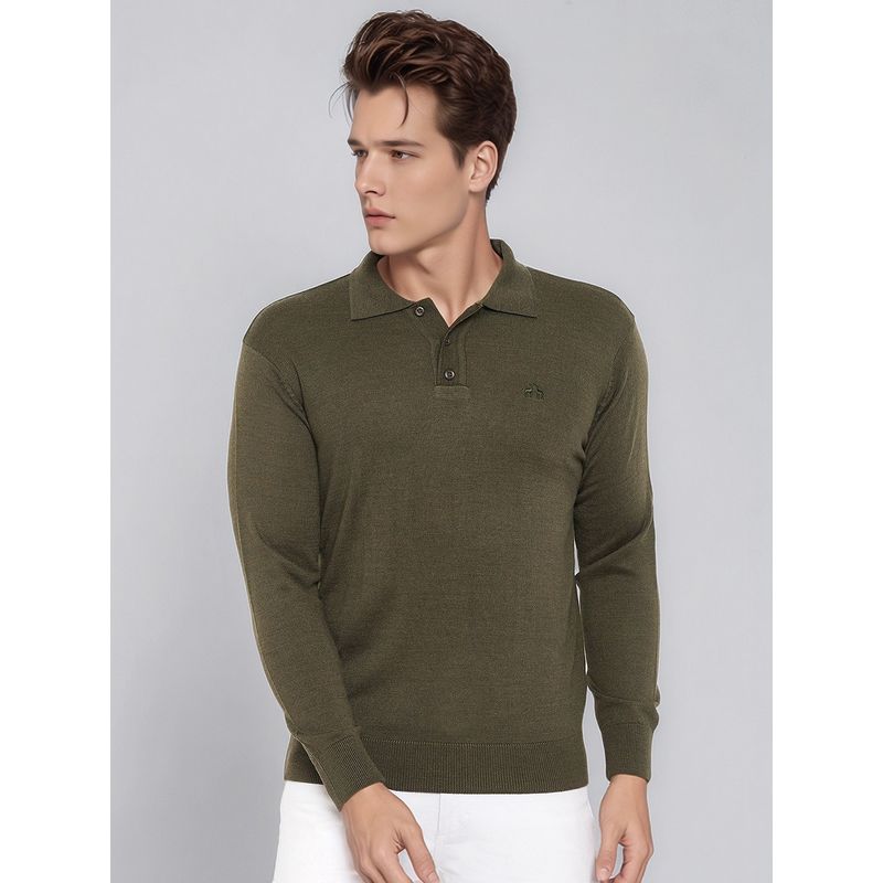 98 Degree North Men Merino Wool Blend Olive Pullover Sweater (XL)