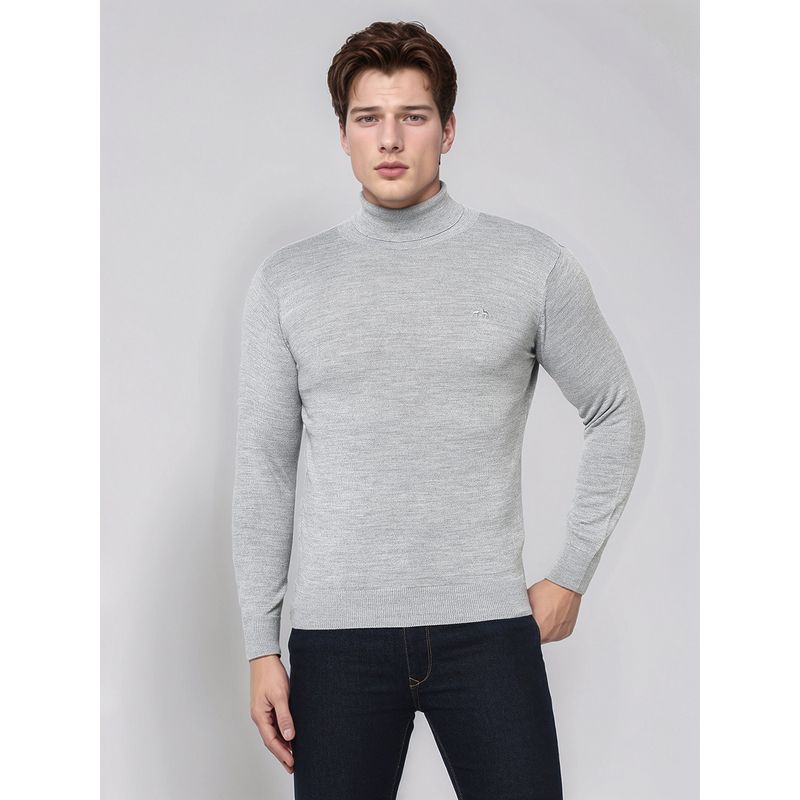 98 Degree North Men Merino Wool Blend Turtle Neck Pullover Grey Sweater (XL)