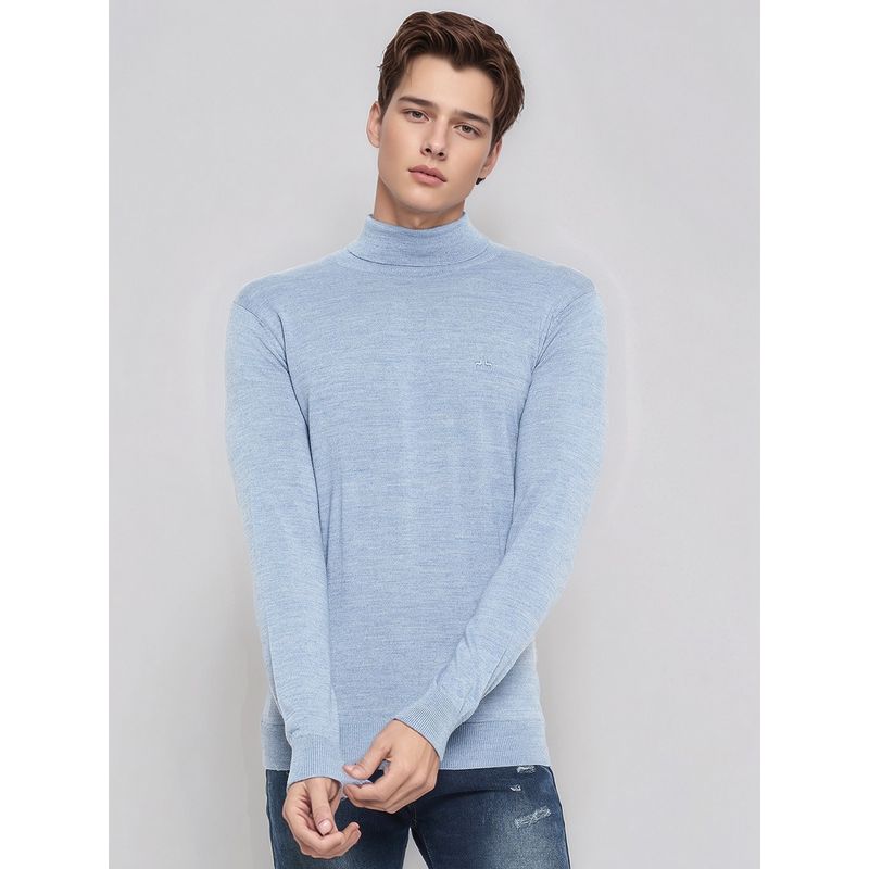 98 Degree North Men Merino Wool Blend Turtle Neck Aqua Pullover Sweater (M)