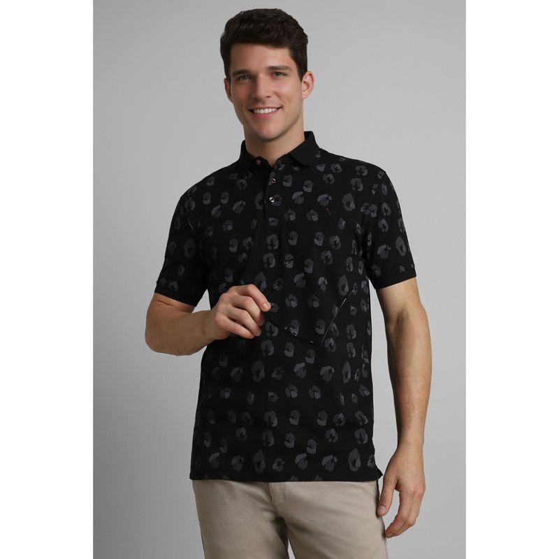 Simon Carter Black Printed Polo T-Shirt (S)