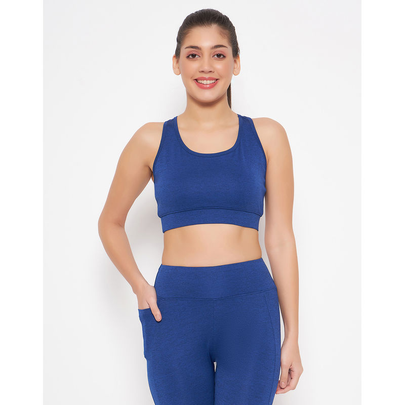 Buy Medium Impact Padded Racerback Sports Bra & Snug Fit High Rise Active  Tights in Navy Online India, Best Prices, COD - Clovia - ASC042K08