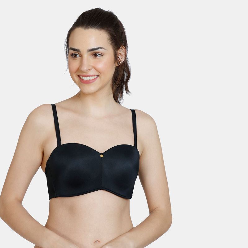 Zivame Innovation Padded Non Wired 3/4th Coverage Strapless Bra - Anthracite (36D)