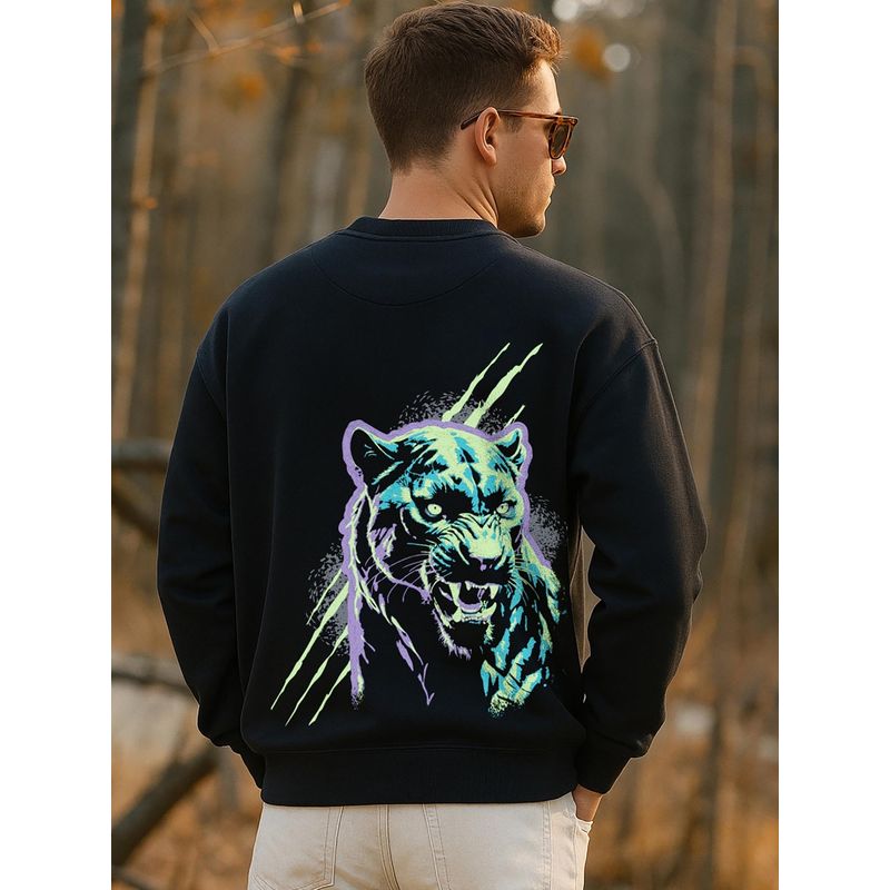 Bewakoof Men'S Black Graphic Printed Oversized Sweatshirt (S)