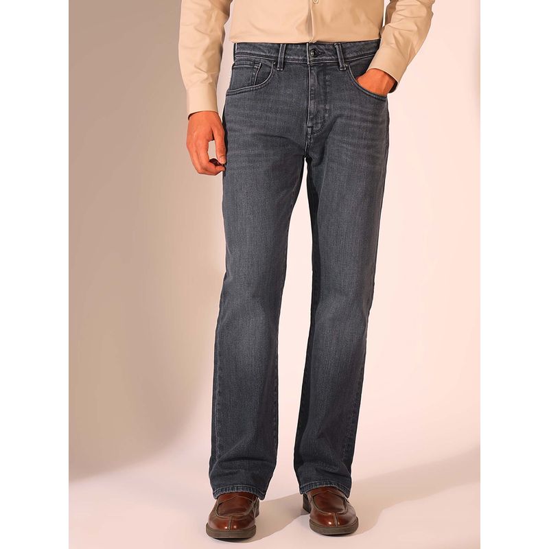 Selected Grey Solid Straight Fit Jeans (34)