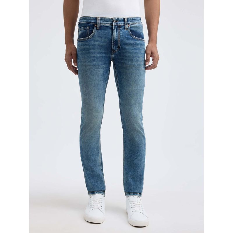 Pepe Jeans Blue Solid Slim Fit Jeans (32)
