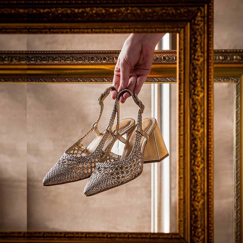 Saint G Platin Woven Leather Sandals (EURO 36)
