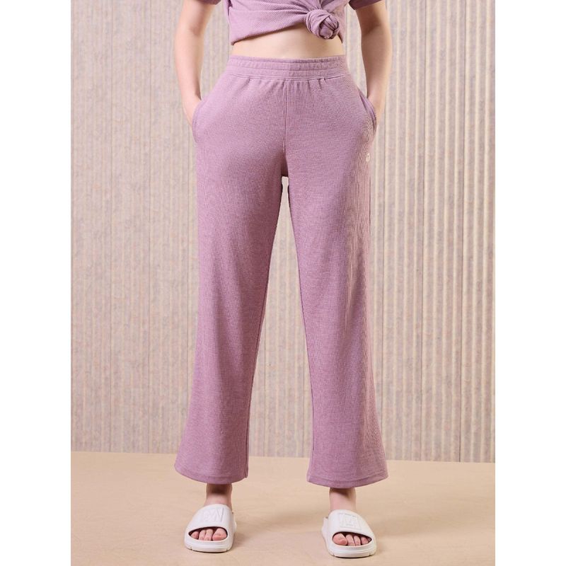 Technosport Lavender Solid Relaxed Fit Trackpant (M)