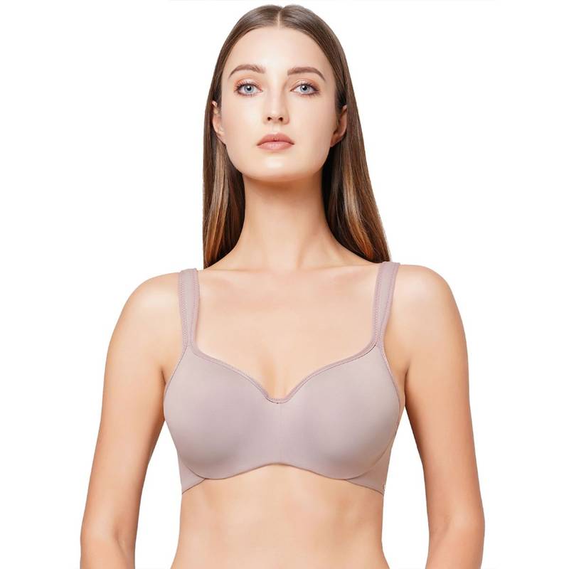 SOIE Full Coverage Padded Wired Sweetheart Neckline Seamless Cups Bra-Bark (34B)