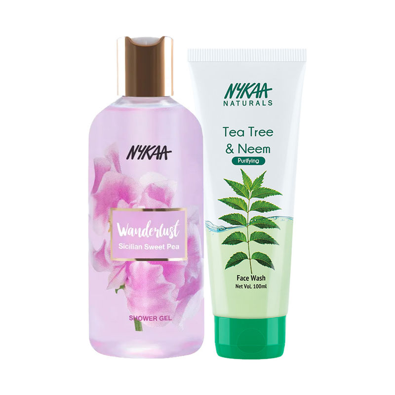 Buy Wanderlust Sweet Pea Soothe Shower Gel & Nykaa Naturals Tea Tree