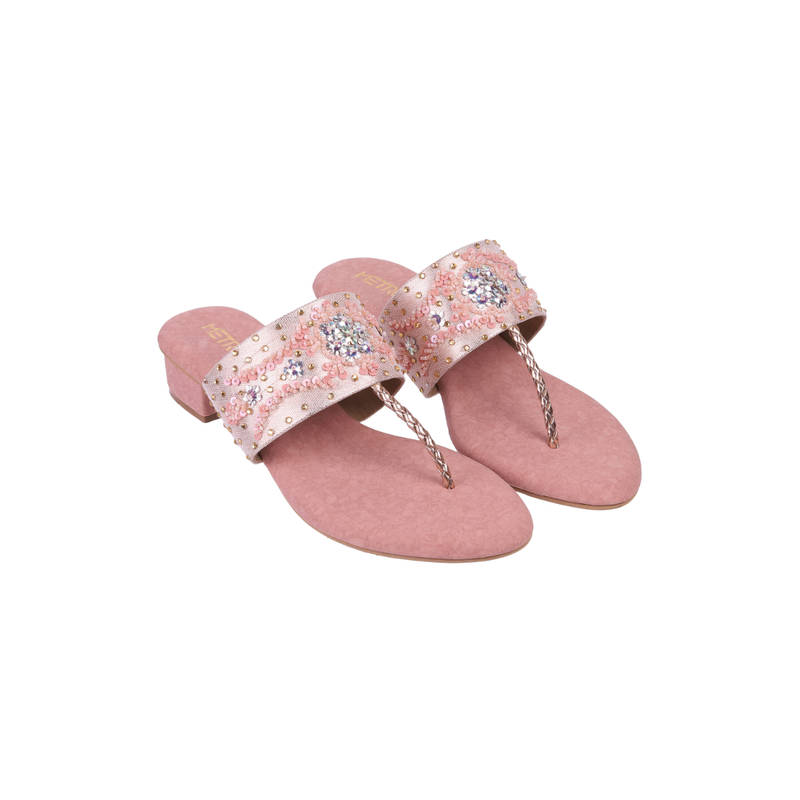 Metro Women Rose Gold Sandal Heels (EURO 37)