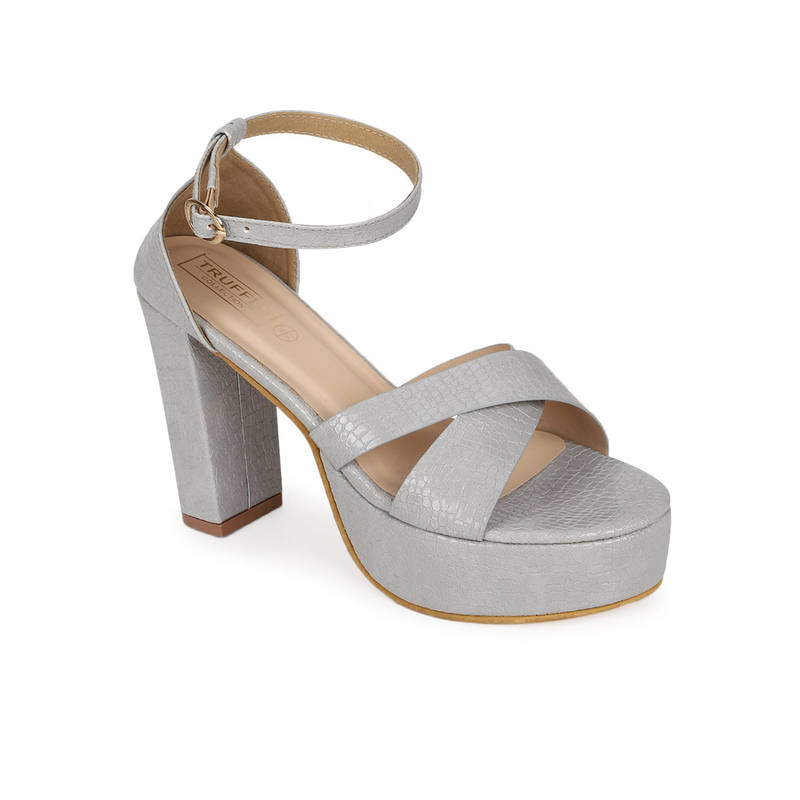 Truffle Collection Grey Animal Print Heels (UK 8)