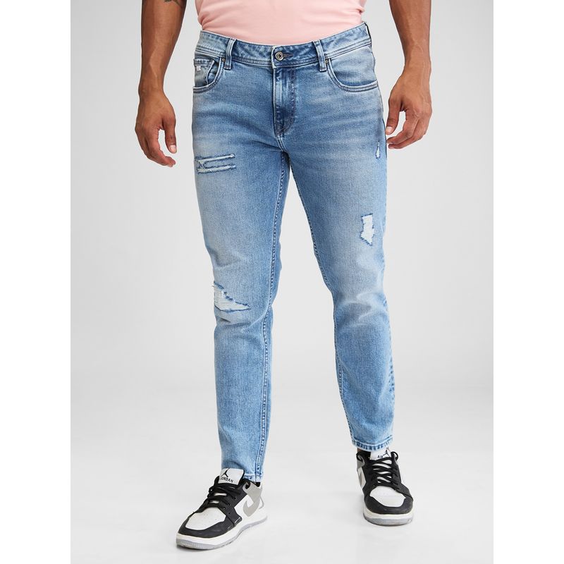 Spykar Blue Slim Fit Mid Rise Skinny Jeans for Men (32)