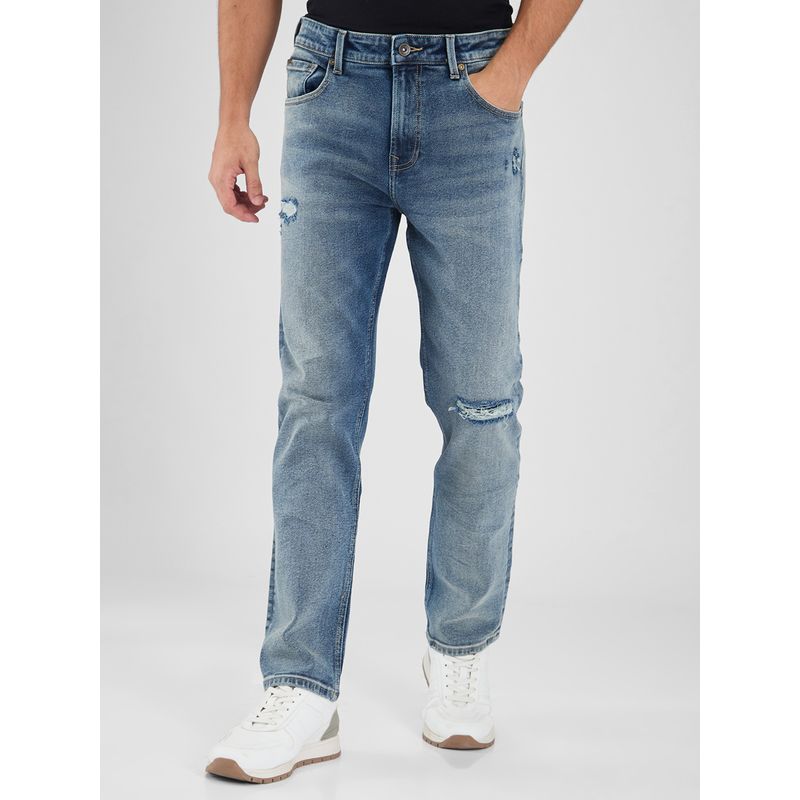 Spykar Blue Comfort Fit Mid Rise Jeans for Men (34)