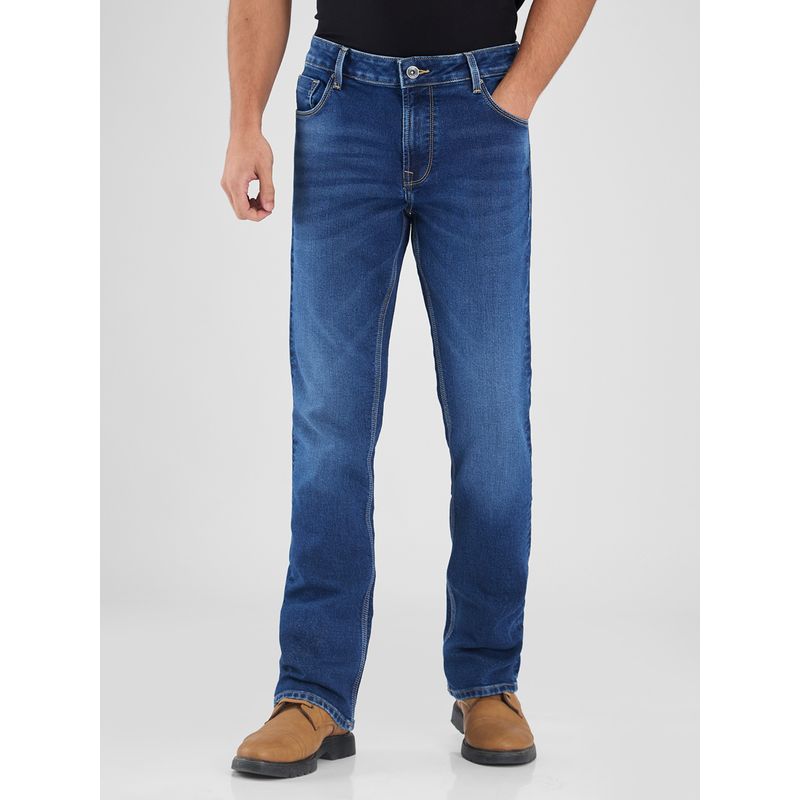 Spykar Men Blue Boot Cut Mid Rise Jeans (32)