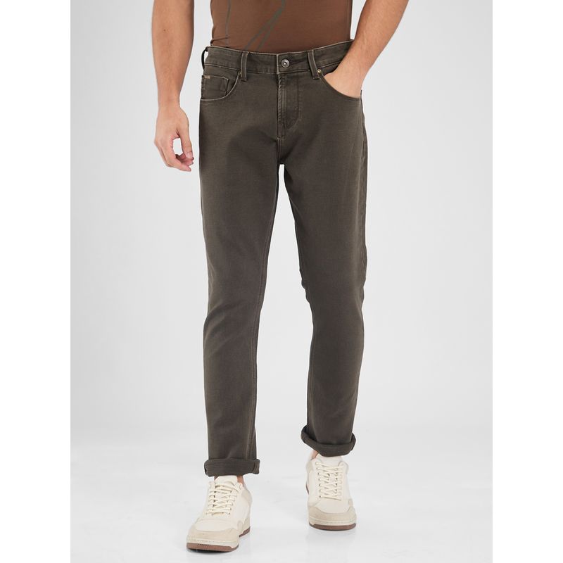 Spykar Brown Slim Fit Mid Rise Jeans for Men (40)