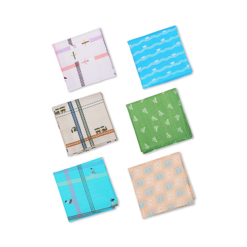 hexafun 100 Perc Organic Cotton Mens Hankies, Pack of 6, Office and