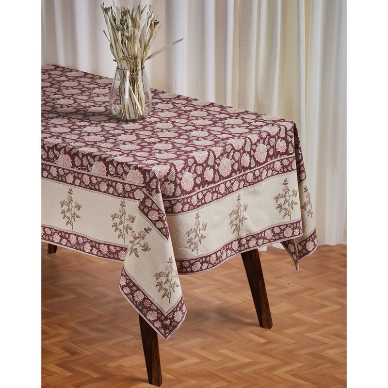 Fabindia Maroon Ayira Cotton Hand Block Printed Table Cover Buy