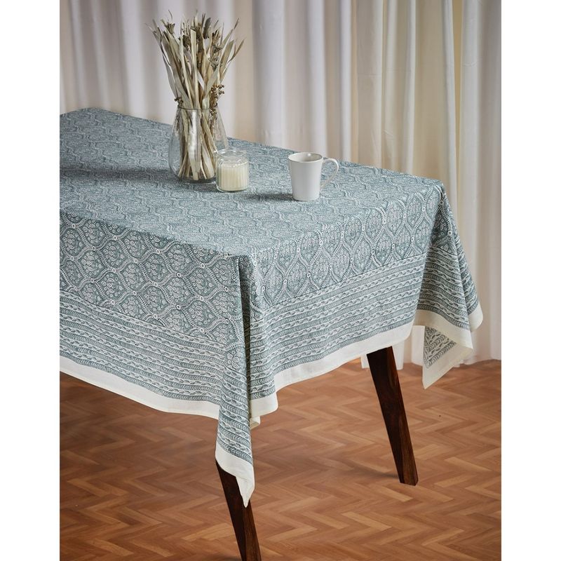 Fabindia Blue Jiera Cotton Hand Block Printed Table Cover Buy Fabindia