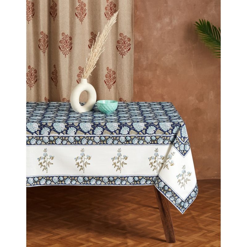 Fabindia Blue Aakarik Cotton Printed Table Cover Buy Fabindia Blue