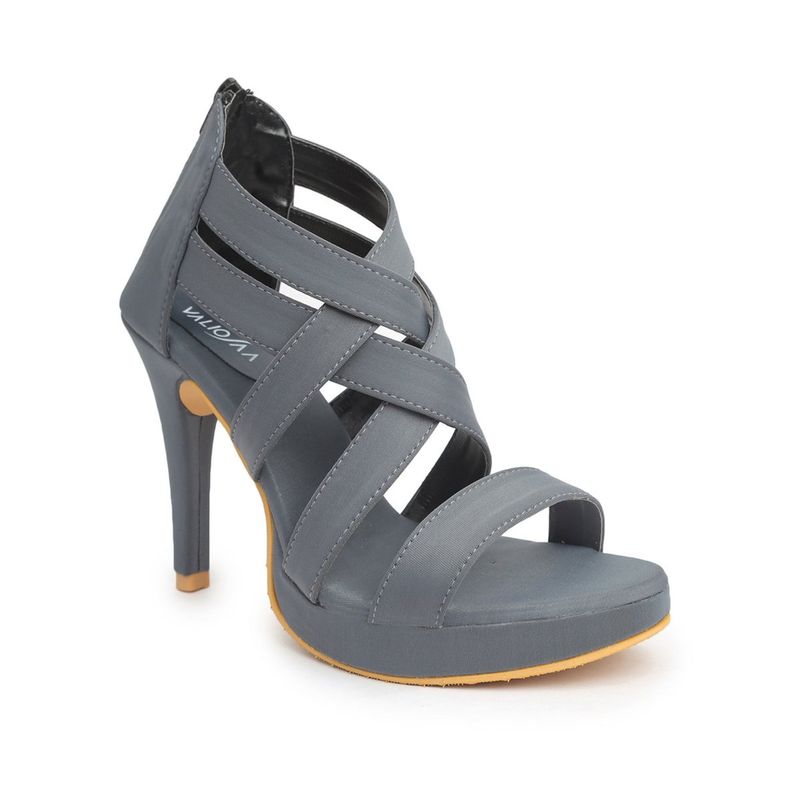 VALIOSAA Solid Grey Heels (EURO 37) (EURO 37)