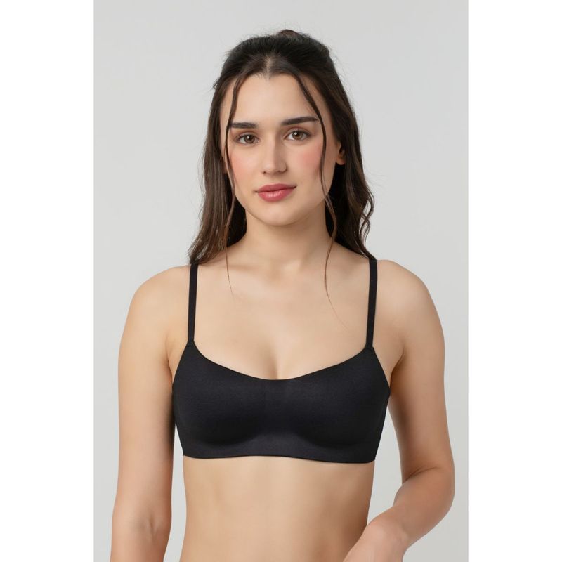 bodyline Black Seamless Light Padded Scoop Neck with Medium Coverage Bra (M)