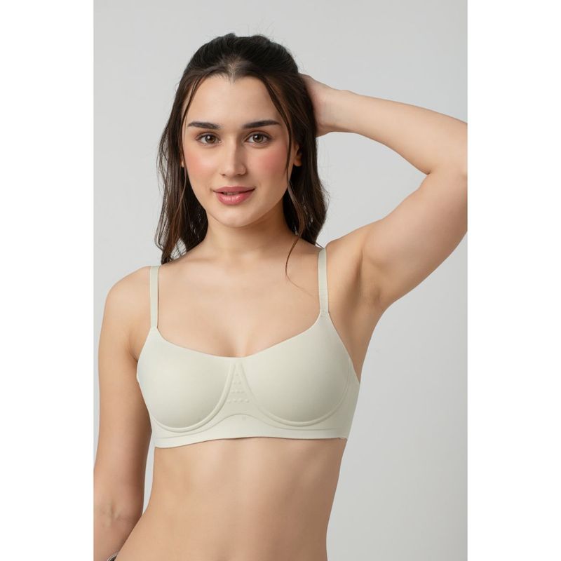 bodyline Light Green Seamless Lightly Padded Adjustable Straps and Wire Free Demi Bra (M)
