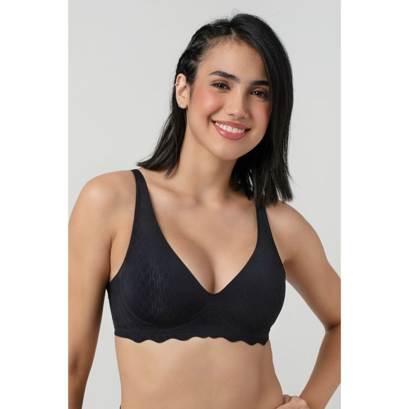 bodyline Black Seamless Lightly Padded Plunge Bra (L)