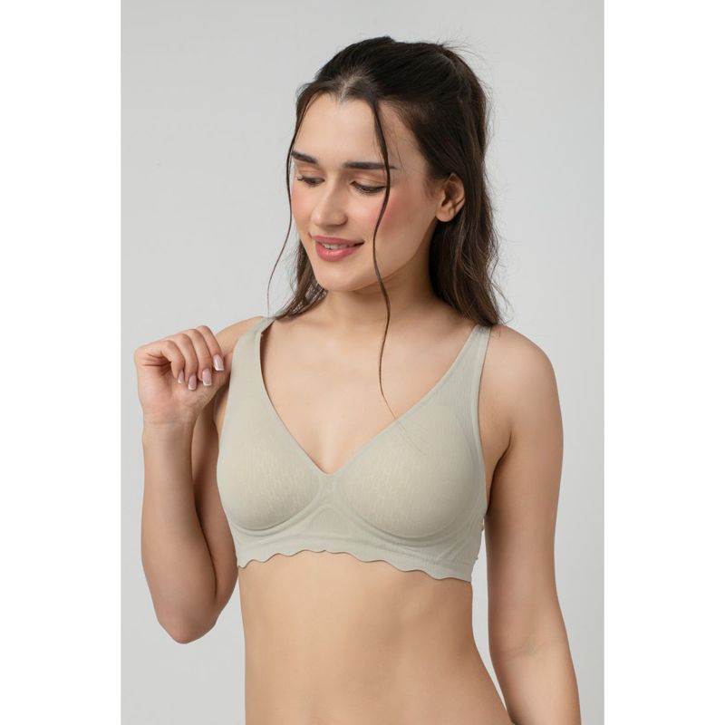 bodyline Light Green Sage Seamless Lightly Padded Plunge Bra (M)