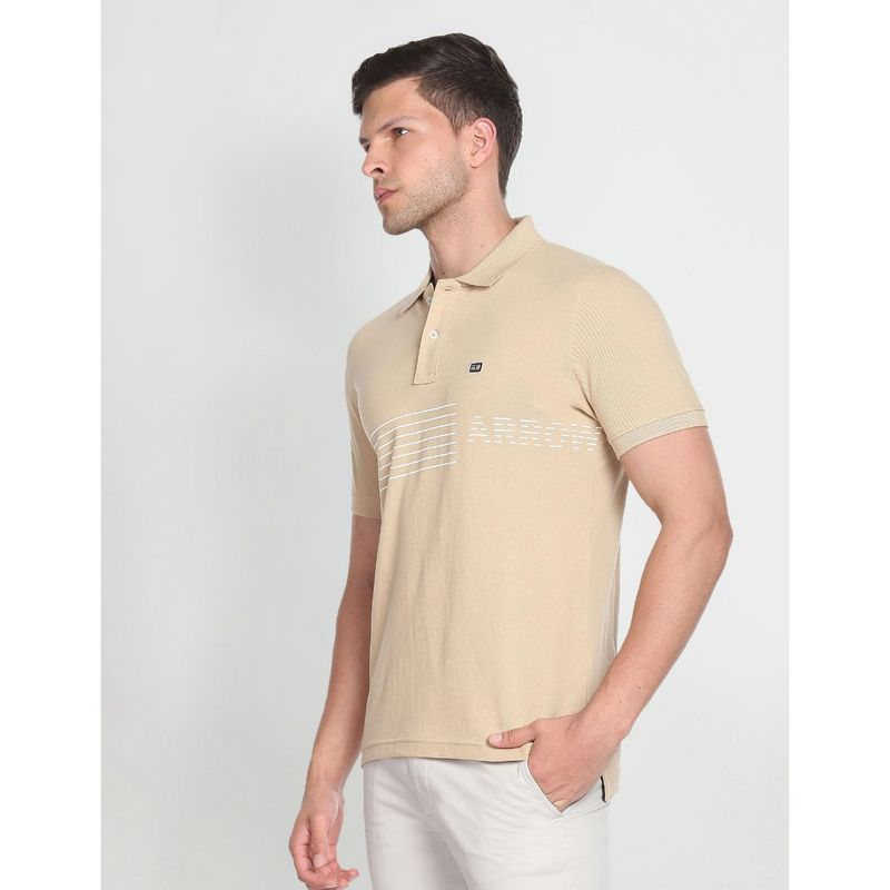 Arrow Sports Horizontal Stripe Cotton Polo Shirt (L)