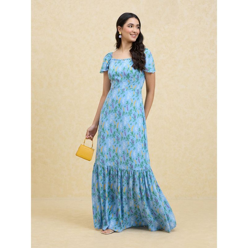 Twenty Dresses by Nykaa Fashion Blue Floral Printed Maxi Dress (XL)