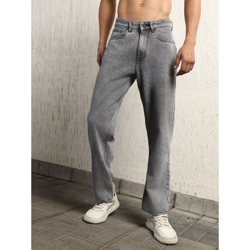 Hubberholme Men Grey Cotton Relaxed Fit Mid-Rise Jeans (30)