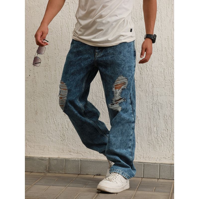 Hubberholme Men Blue Cotton Relaxed Fit Mid-Rise Jeans (32)