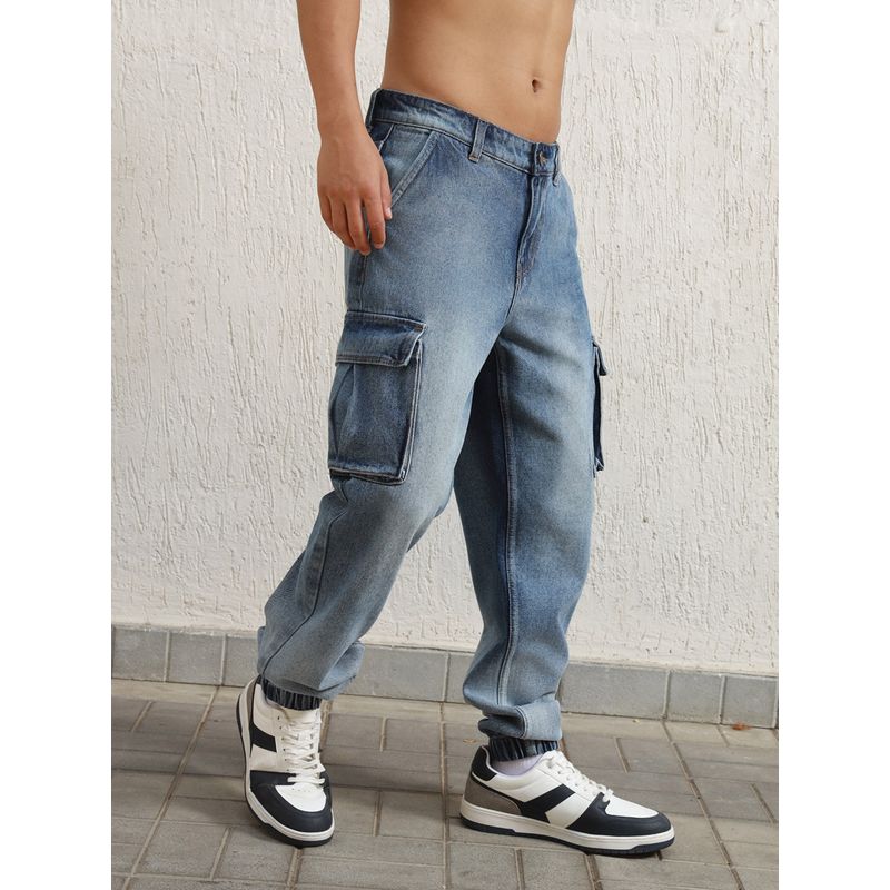 Hubberholme Men Blue Cotton Tapered Fit Mid-Rise Jeans (30)