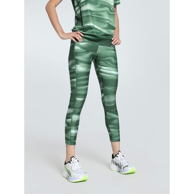 Puma Velocity All-Over Print Running Womens Green Tights (XL)