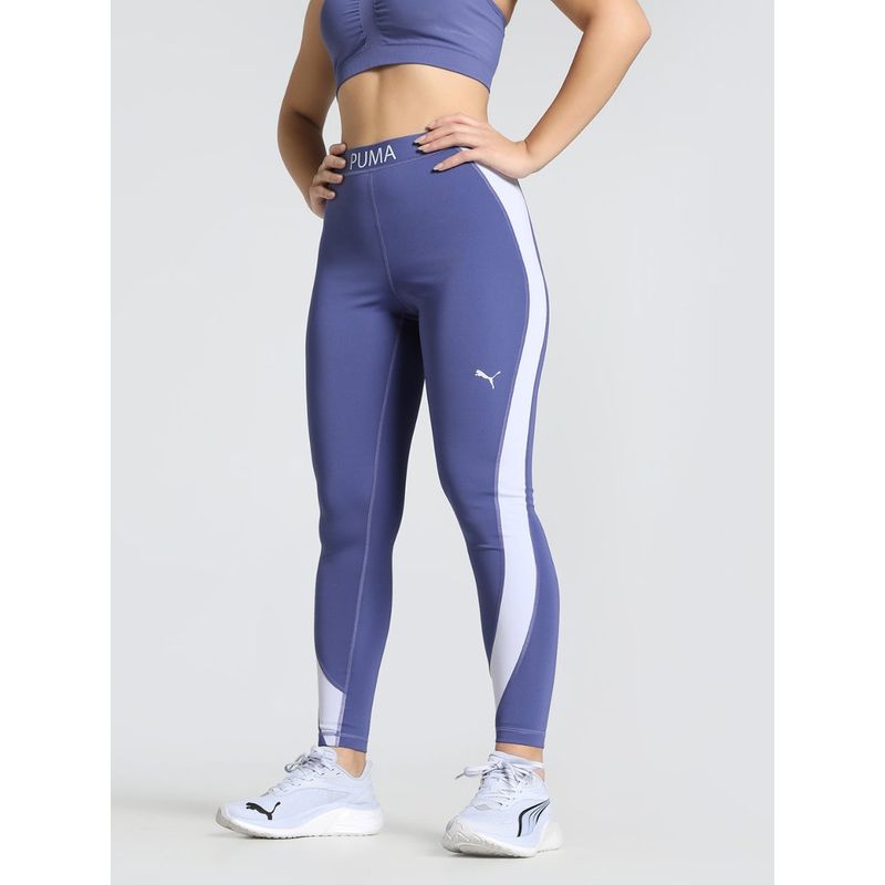 Puma Strong Colour Block High Waisted 7/8 Womens Blue Tights (M)