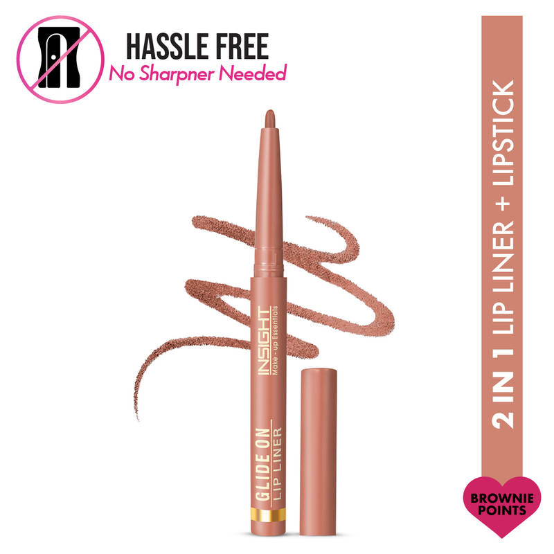 Insight Cosmetics Glide On Lip Liner, Intense Pigment, Long Wear Matte Lip Formula - Brownie Points