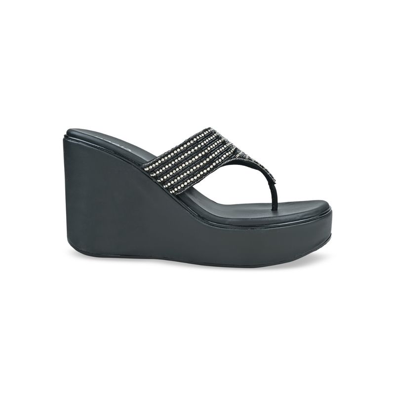 ROCIA By Regal Black Women Solid Diamond Encrusted High Platform (EURO 39)