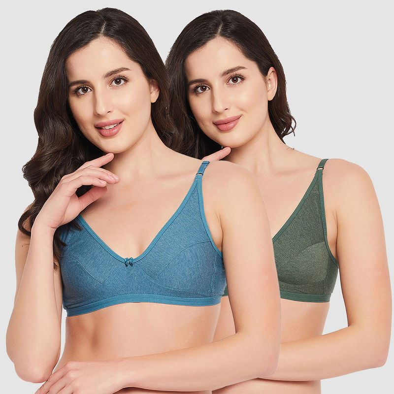 Clovia Pack of 2 Cotton Non-Padded Non-Wired Demi Cup T-Shirt Bra