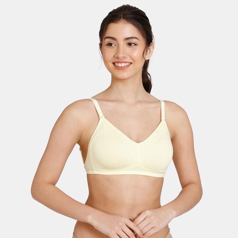 Zivame Beautiful Double Layered Non Wired Full Coverage Backless Bra - Mellow Yellow (34C)