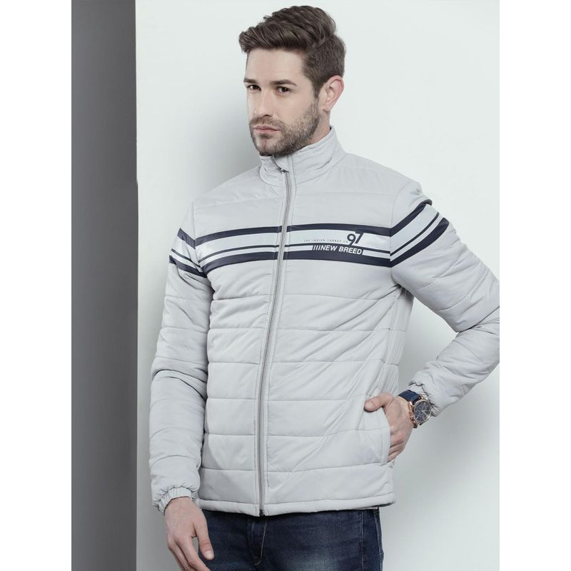 The Indian Garage Co Men Grey High Neck Full Sleeves Jacket (L)