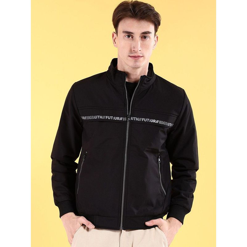The Indian Garage Co Men Black High Neck Full Sleeves Jacket (L)