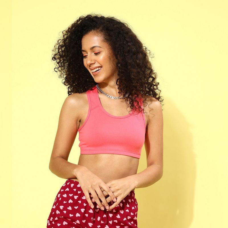 Leading Lady Womens Solid Non Padded Workout Bra (L)