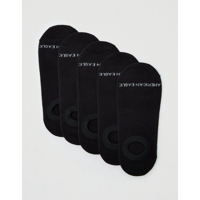 American Eagle Men Black Invisible Socks 5 Pack Solid Plain Buy
