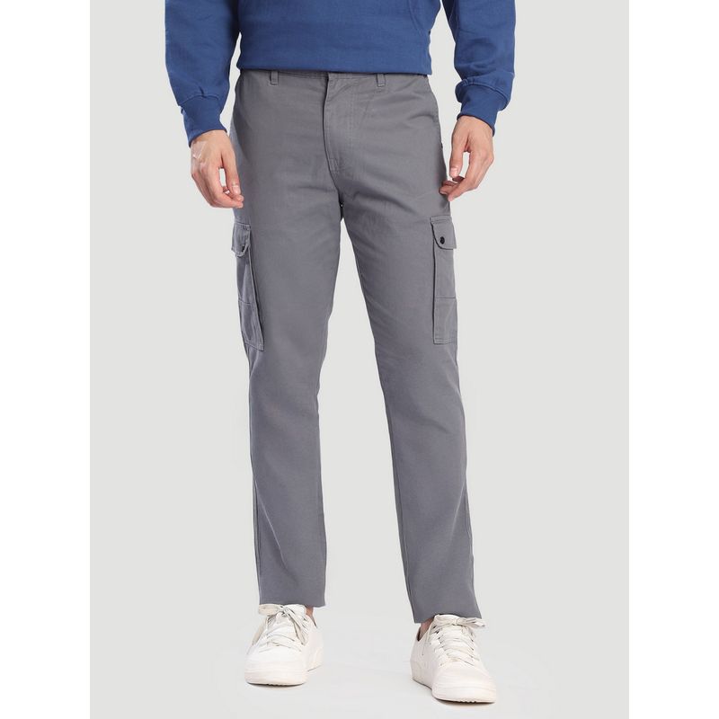 Bene Kleed Men Grey Cotton Solid Slim Fit Cargo (28)