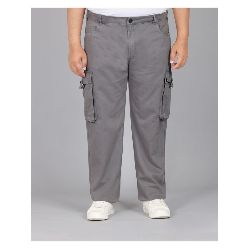 Bene Kleed Men Grey Cotton Solid Relaxed Fit Cargo (40)