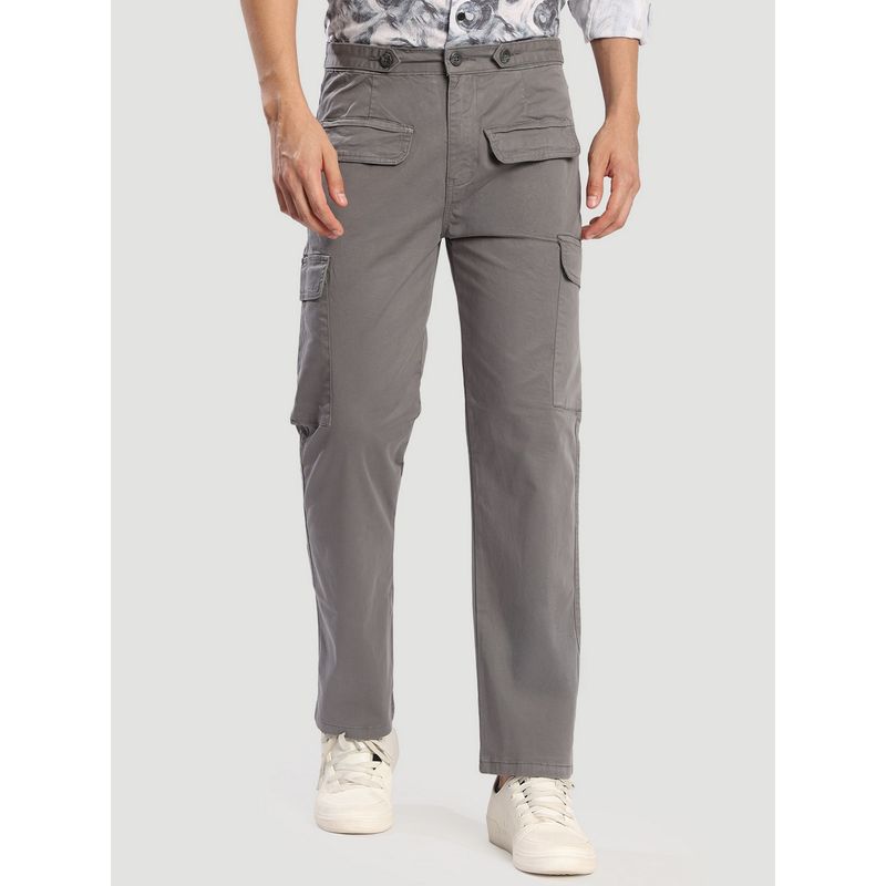 Bene Kleed Men Grey Elastane Solid Relaxed Fit Cargo (30)