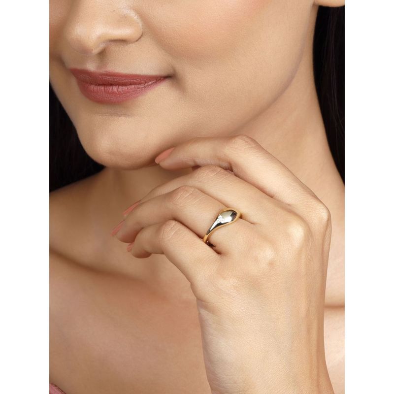 GIVA Sterling Silver Golden Three Stone Ring for Women And Girls Buy