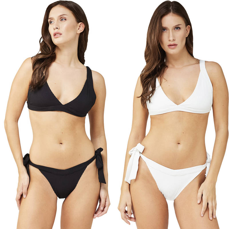 Secrets By ZeroKaata Women Assorted Stretchable Ribbed Swim Bikini Set (XS)