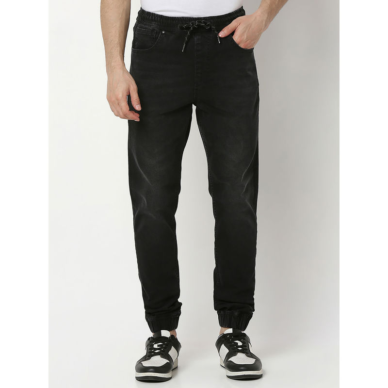 Spykar Black Regular Fit High Rise Jeans for Men (38)