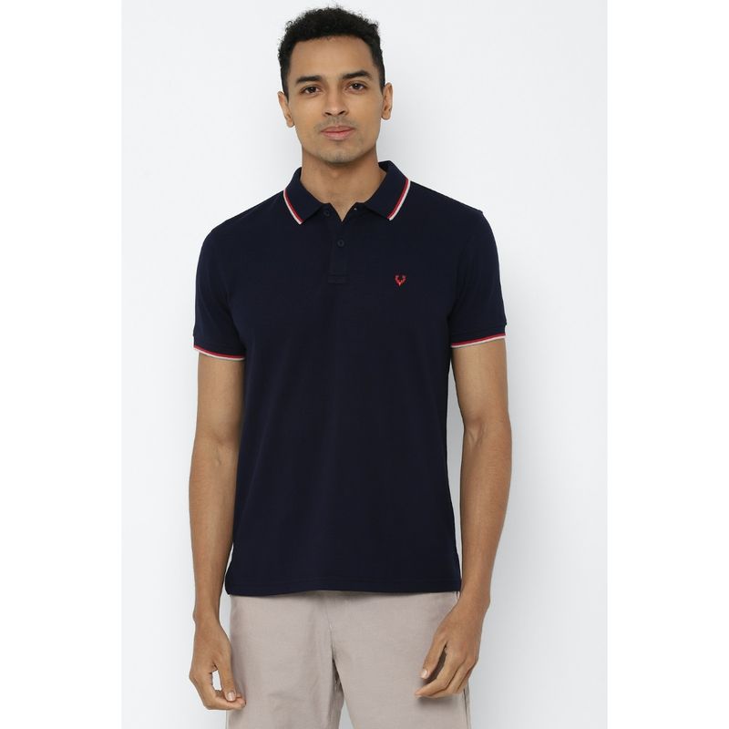 Allen Solly Solid Navy T-Shirt (S)